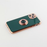 Hülle iPhone 11 Pro Max - Gummi Bronze mit Ring - Dunkelgrün