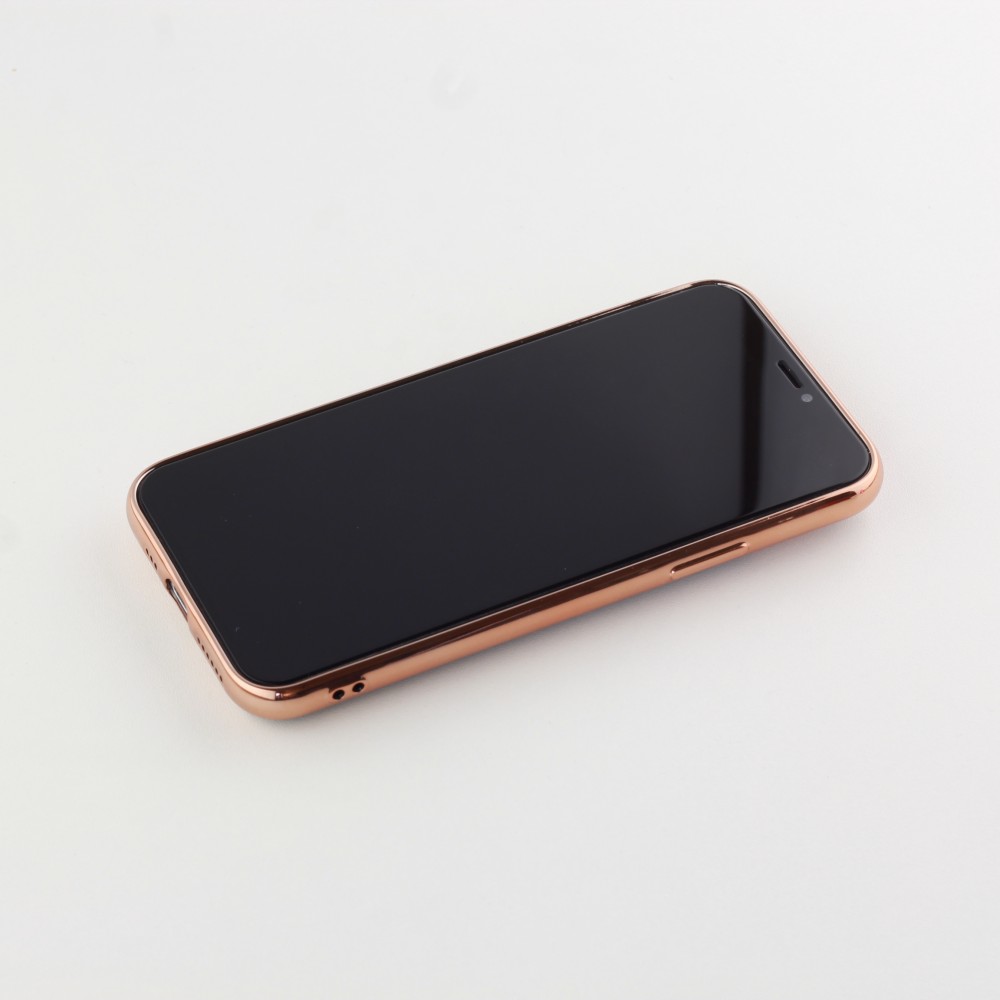 Hülle iPhone 11 Pro Max - Gummi Bronze mit Ring - Dunkelgrün