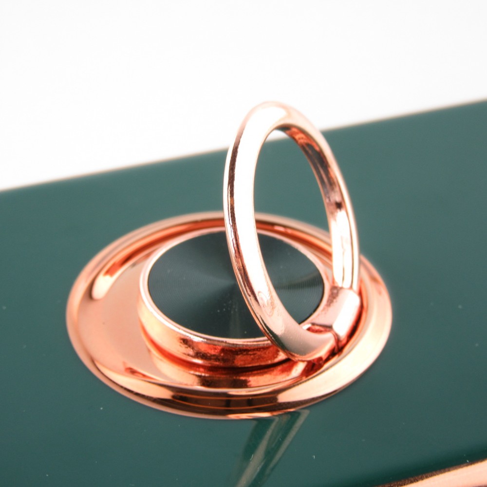 Hülle iPhone 11 Pro Max - Gummi Bronze mit Ring - Dunkelgrün