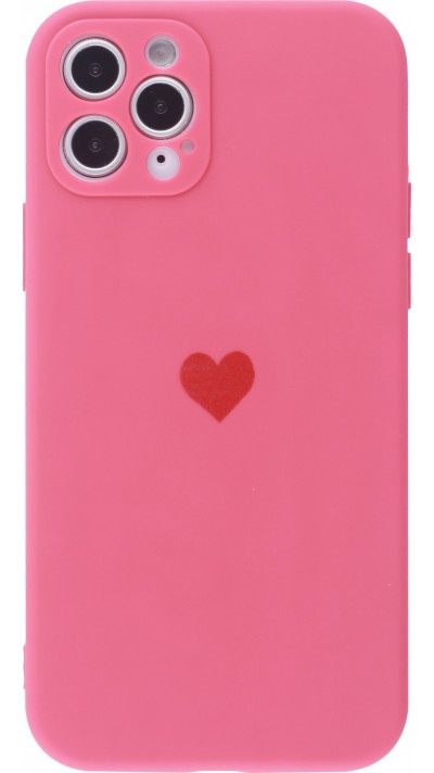 Coque iPhone 11 Pro Max - Silicone Mat Coeur - Rose