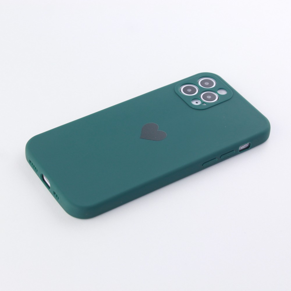 Hülle iPhone 12 Pro Max - Silikon Mat Herz - Dunkelgrün