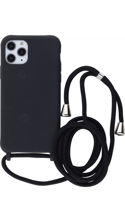 Hülle iPhone 12 Pro Max - Silikon Matte mit Seil - Schwarz
