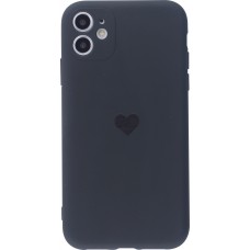 Hülle iPhone 12 mini - Silikon Mat Herz - Schwarz