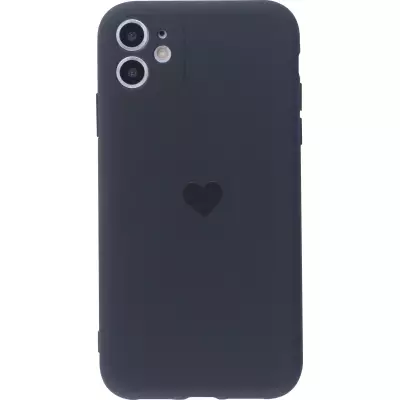Hülle iPhone 12 mini - Silikon Mat Herz - Schwarz