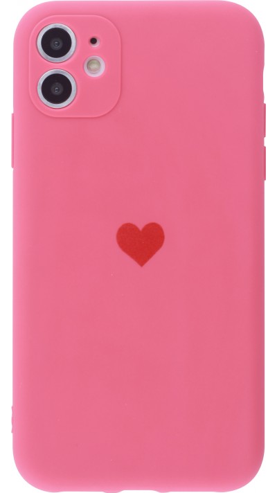 Hülle iPhone 11 - Silikon Mat Herz - Rosa