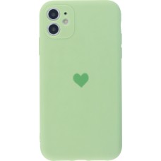 Hülle iPhone 12 mini - Silikon Mat Herz - Hellgrün