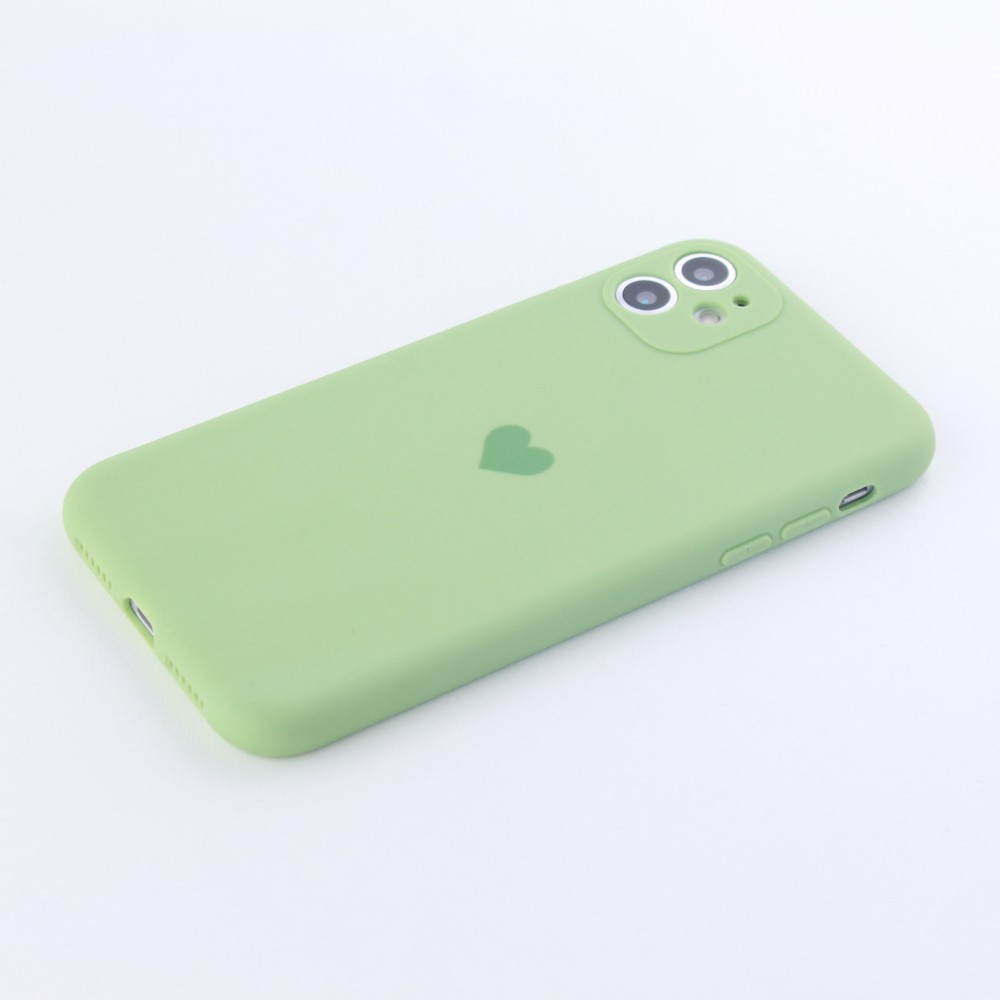 Hülle iPhone 12 mini - Silikon Mat Herz - Hellgrün