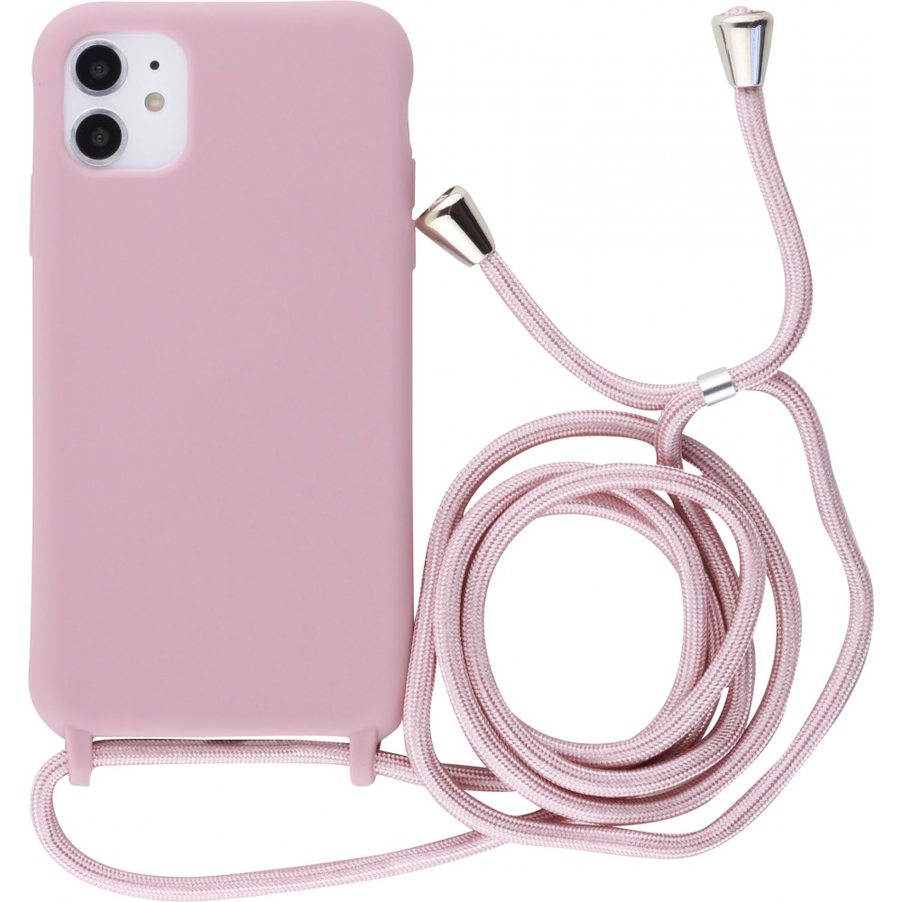 Hülle iPhone 13 Pro Max - Silikon Matte mit Seil blass- Rosa