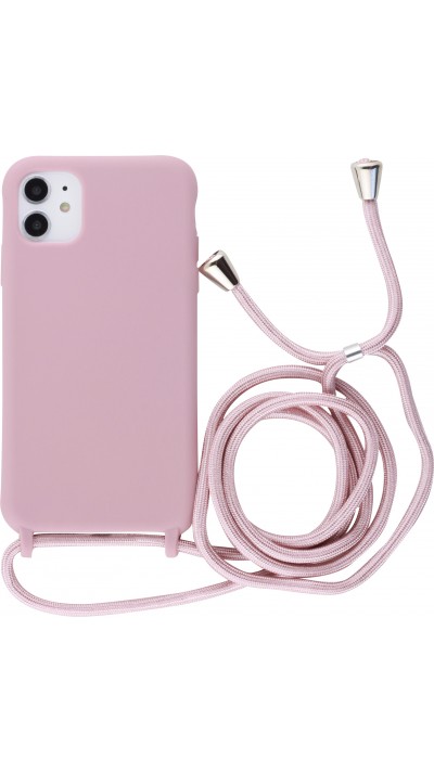 Hülle iPhone 13 Pro - Silikon Matte mit Seil blass- Rosa