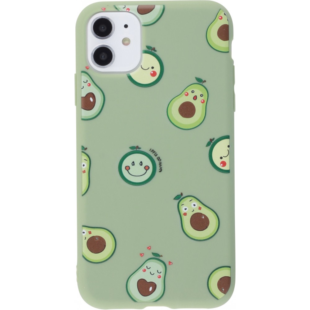 Hülle iPhone 12 / 12 Pro - Silikonmatte Avocado pattern