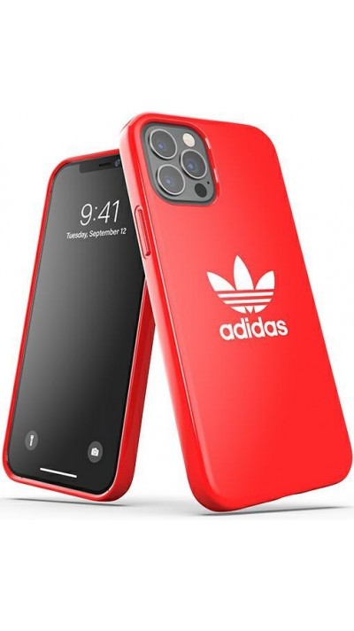 iPhone 12 / 12 Pro Case Hülle - Adidas flexibel lackiertes Gel mit weißem Logoaufdruck - Rot