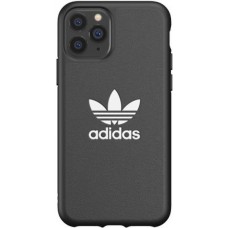iPhone 12 Pro Max Case Hülle - Adidas Kunstleder mit geprägtem weißem Logo - Schwarz