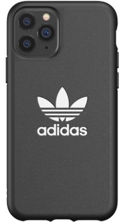iPhone 13 Pro Max Case Hülle - Adidas Kunstleder mit geprägtem weißem Logo - Schwarz