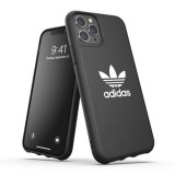 iPhone 12 Pro Max Case Hülle - Adidas Kunstleder mit geprägtem weißem Logo - Schwarz