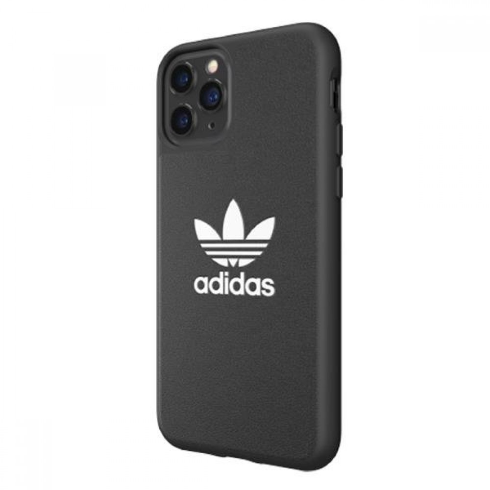 iPhone 12 Pro Max Case Hülle - Adidas Kunstleder mit geprägtem weißem Logo - Schwarz