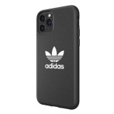 iPhone 12 Pro Max Case Hülle - Adidas Kunstleder mit geprägtem weißem Logo - Schwarz
