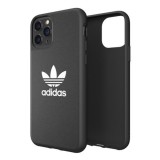 iPhone 12 Pro Max Case Hülle - Adidas Kunstleder mit geprägtem weißem Logo - Schwarz