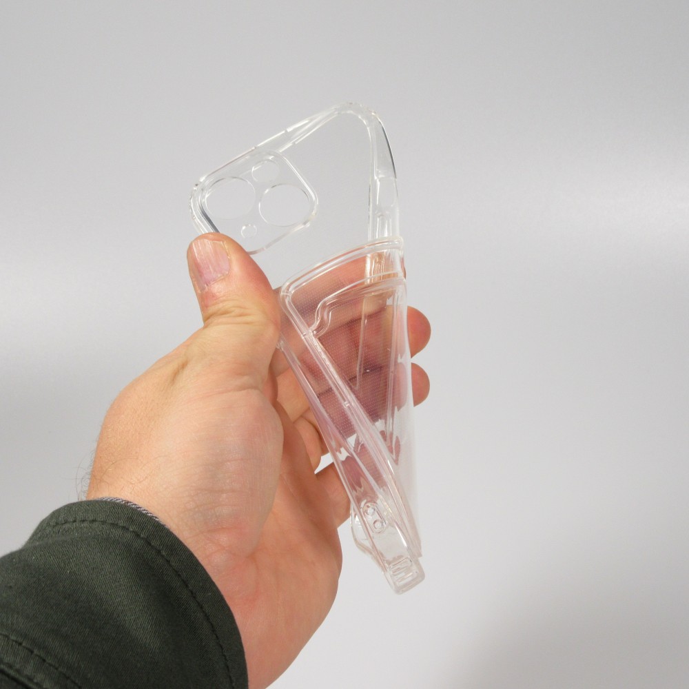 iPhone 12 Case Hülle - Gummi mit Kartenhalter - Transparent