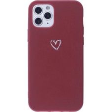Hülle iPhone 12 - Gummi Herz - Rot