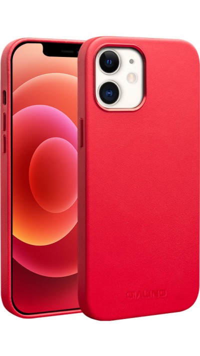 Hülle iPhone 12 / 12 Pro - Qialino Echtleder (MagSafe kompatibel) - Rot