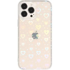 iPhone 12 / 12 Pro Case Hülle - Transparent irisierende Herzen Animationseffekt