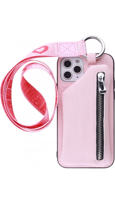 Hülle iPhone 12 Pro Max - Wallet mit tasche und Schleife - Rosa