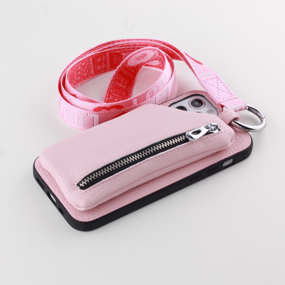 Hülle iPhone 12 Pro Max - Wallet mit tasche und Schleife - Rosa
