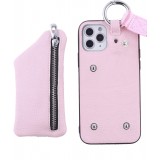 Hülle iPhone 12 Pro Max - Wallet mit tasche und Schleife - Rosa
