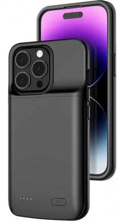 iPhone 15 Pro Max / iPhone 15 Plus Case Hülle - Gummi Silikon integrierte 5000mAh Power Bank - Schwarz