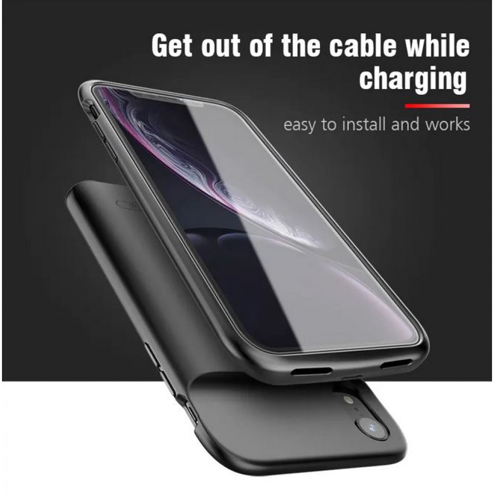 iPhone 15 Pro Max / iPhone 15 Plus Case Hülle - Gummi Silikon integrierte 5000mAh Power Bank - Schwarz