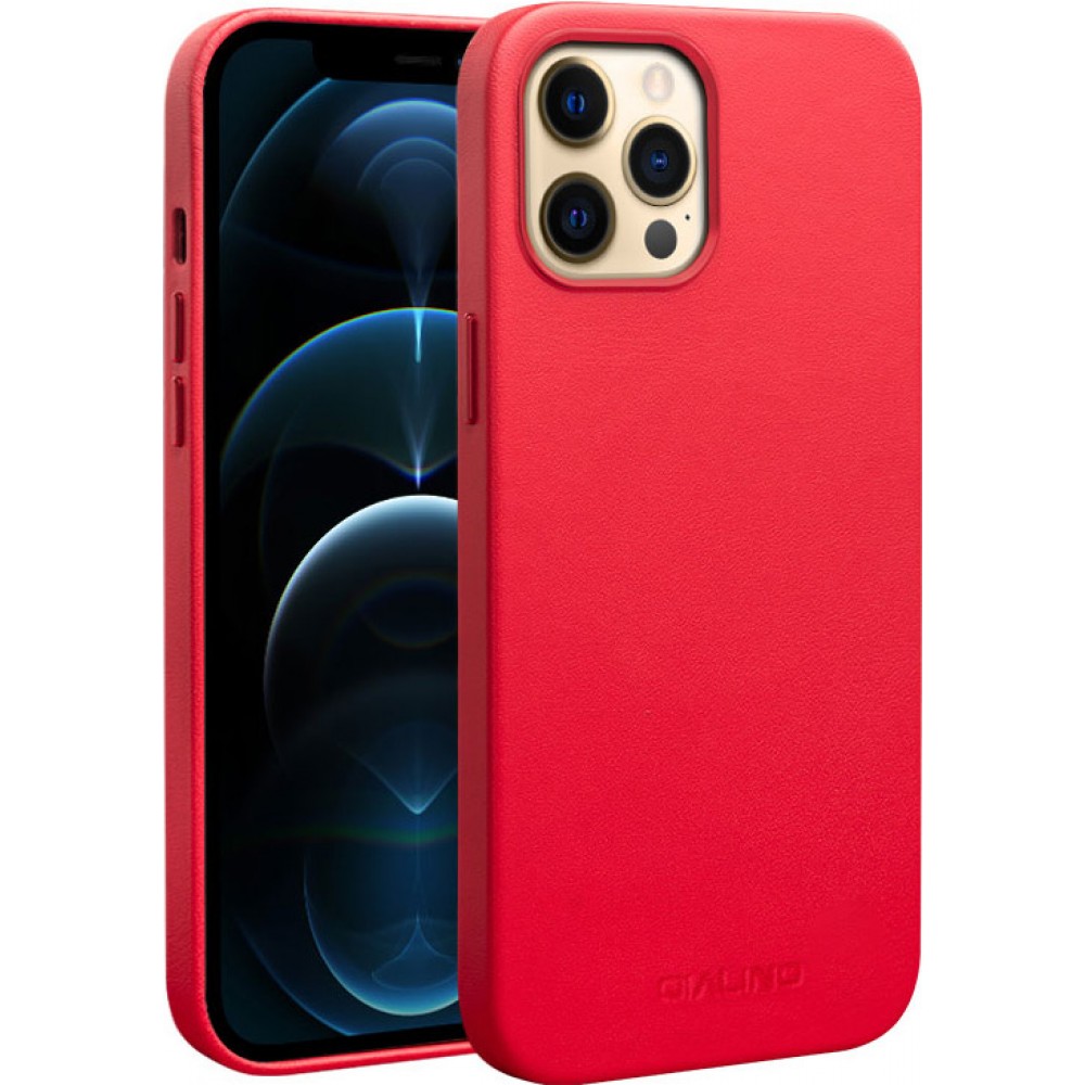 Hülle iPhone 12 Pro Max - Qialino Echtleder (MagSafe kompatibel) - Rot