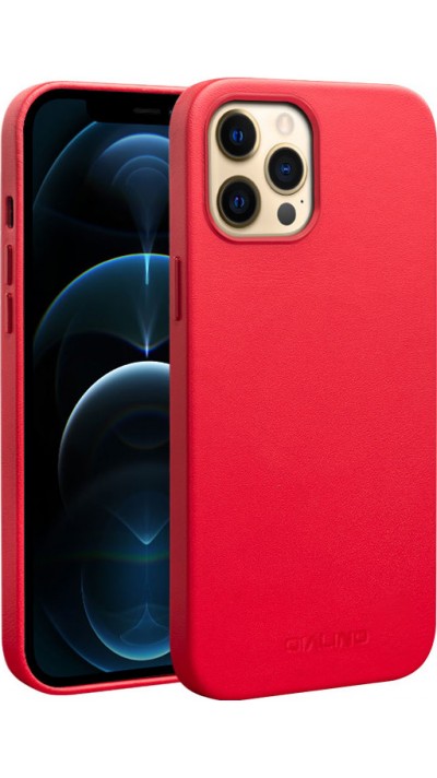 Hülle iPhone 12 Pro Max - Qialino Echtleder (MagSafe kompatibel) - Rot