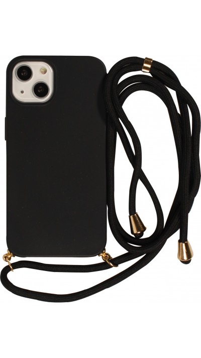 Hülle iPhone 13 mini - Bio Eco-Friendly Vegan mit Handykette Necklace - Schwarz