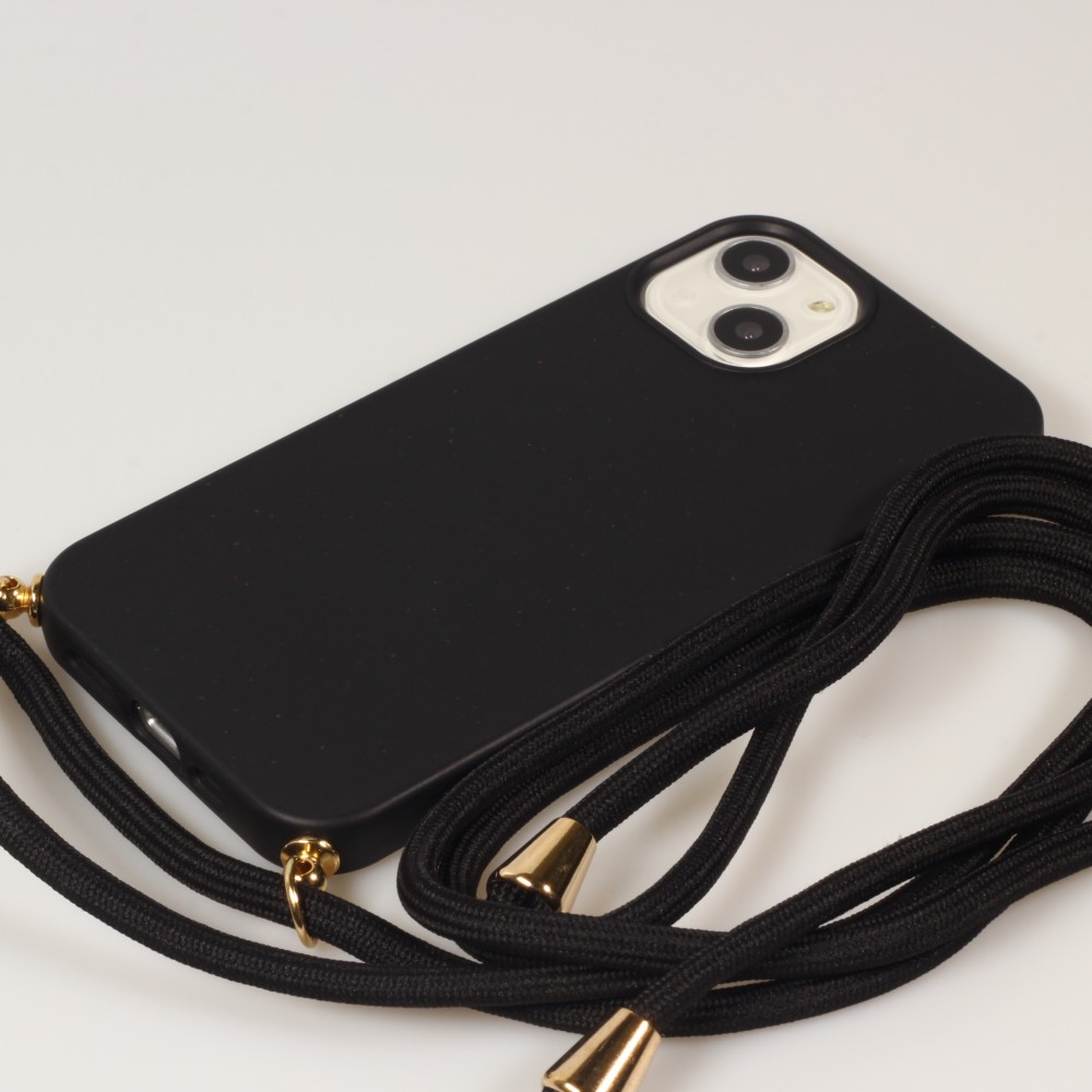 Samsung Galaxy S25 Case Hülle - Bio Eco-Friendly Vegan mit Handykette Necklace - Schwarz