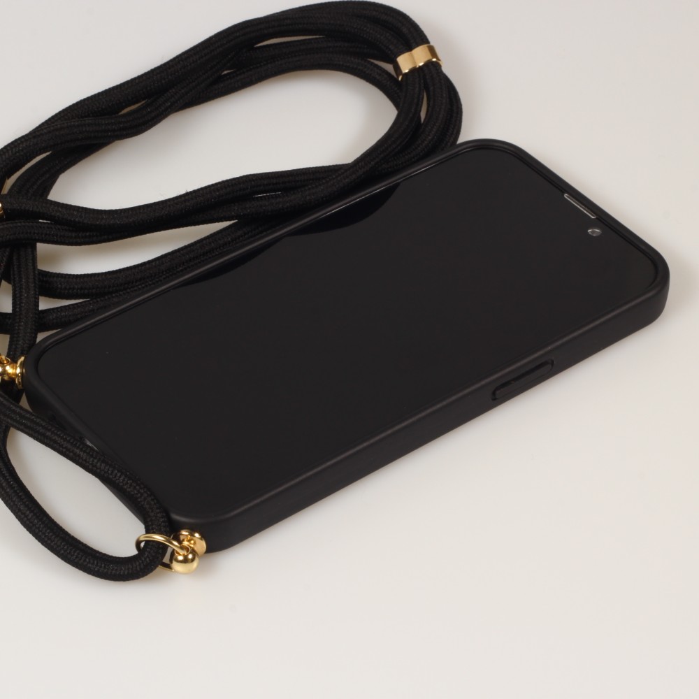 Samsung Galaxy S25 Case Hülle - Bio Eco-Friendly Vegan mit Handykette Necklace - Schwarz