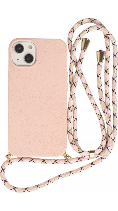 iPhone 15 Plus Case Hülle - Bio Eco-Friendly Vegan mit Handykette Necklace - Rosa