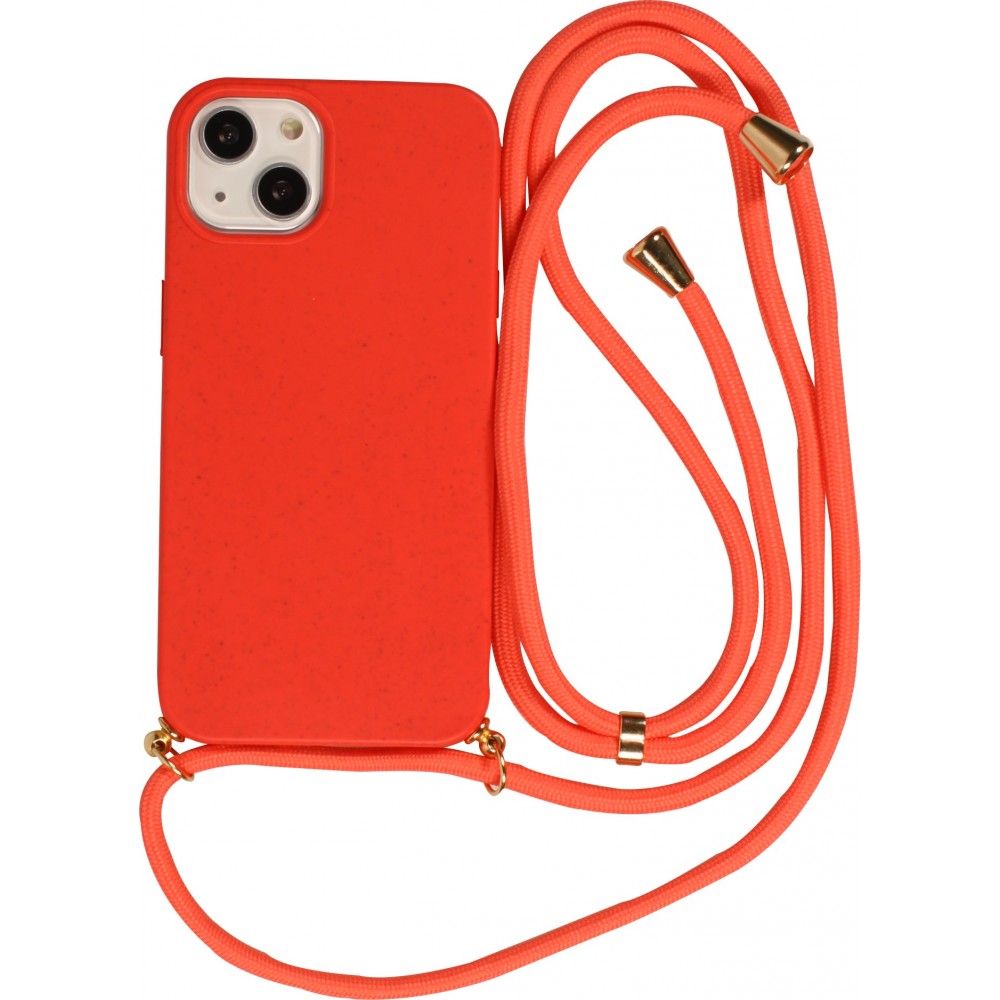 iPhone 13 Case Hülle - Bio Eco-Friendly Vegan mit Handykette Necklace - Rot