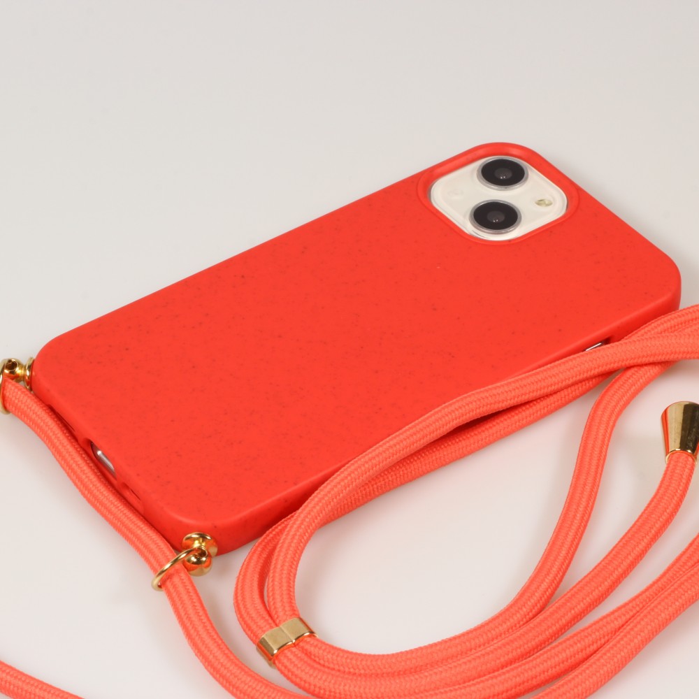 iPhone 13 Case Hülle - Bio Eco-Friendly Vegan mit Handykette Necklace - Rot