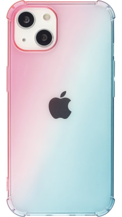 iPhone 14 Plus Case Hülle - Gummi Bumper Rainbow mit extra Schutz für Ecken Antischock - rosa blau