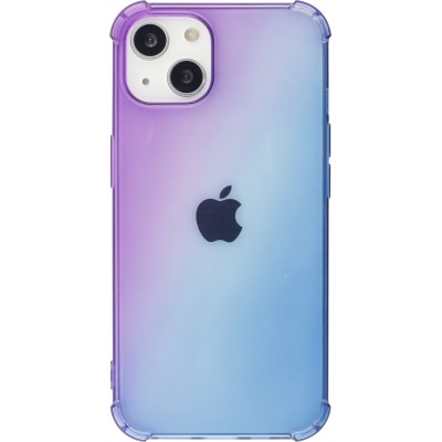 iPhone 14 Case Hülle - Gummi Bumper Rainbow mit extra Schutz für Ecken Antischock - violett blau
