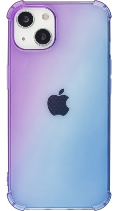 iPhone 14 Case Hülle - Gummi Bumper Rainbow mit extra Schutz für Ecken Antischock - violett blau