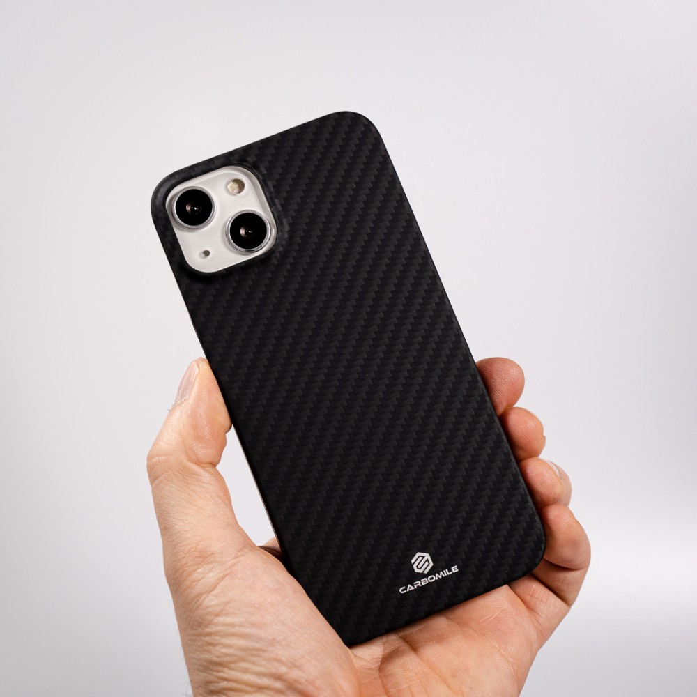 iPhone 16 Plus Case Hülle - Carbomile Schutzcase aus echtem Aramid Carbonfaser - Schwarz