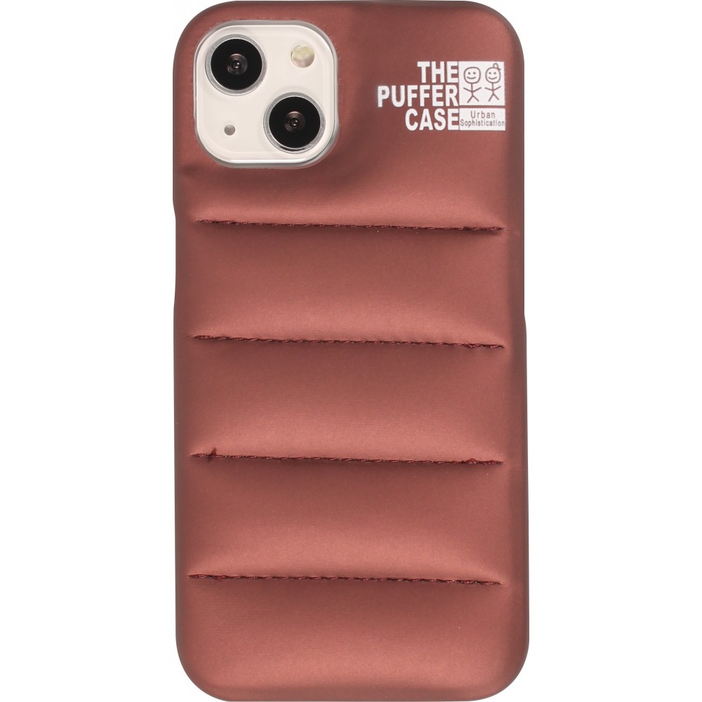 iPhone 13 Pro Case Hülle - 3D stylische Daunenjacke Design mit Ziernaht - Braun