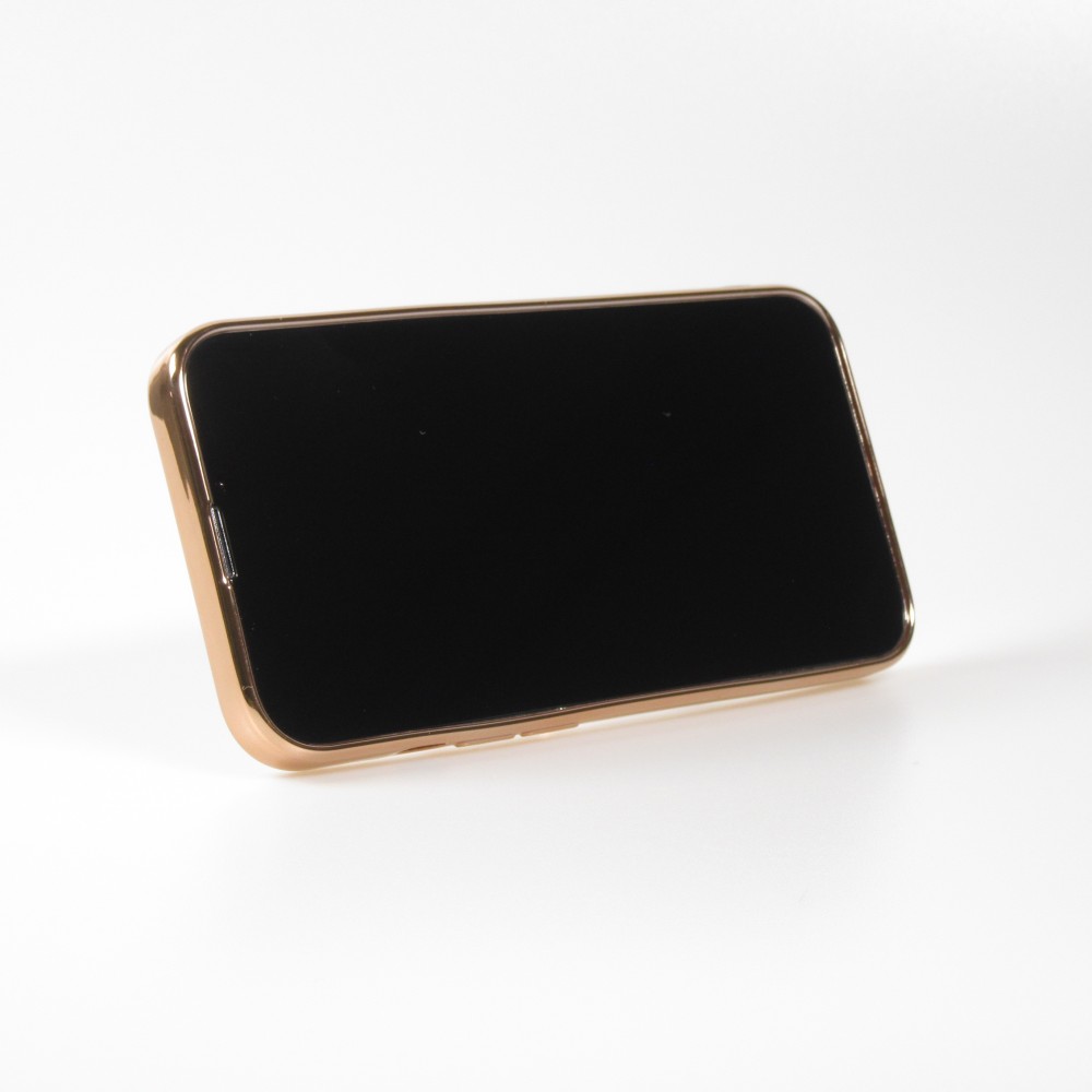 Hülle iPhone 13 - Gummi Bronze mit Ring - Rosa