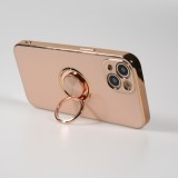 Hülle iPhone 13 - Gummi Bronze mit Ring - Rosa