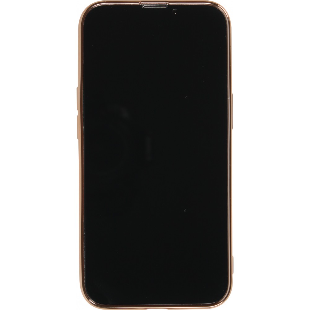 Hülle iPhone 13 - Gummi Bronze mit Ring - Rosa