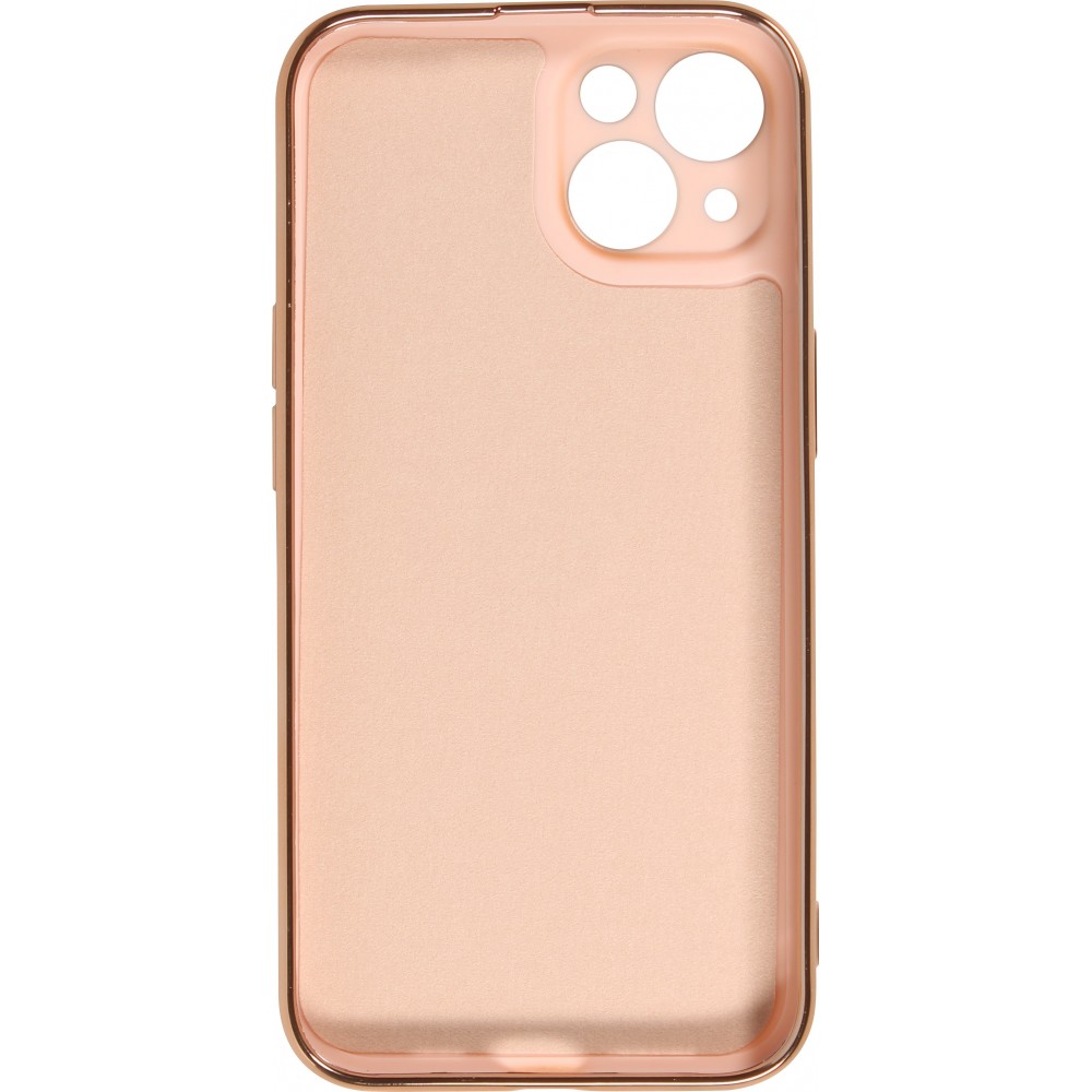 Hülle iPhone 13 - Gummi Bronze mit Ring - Rosa
