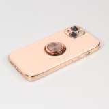 Hülle iPhone 13 - Gummi Bronze mit Ring - Rosa
