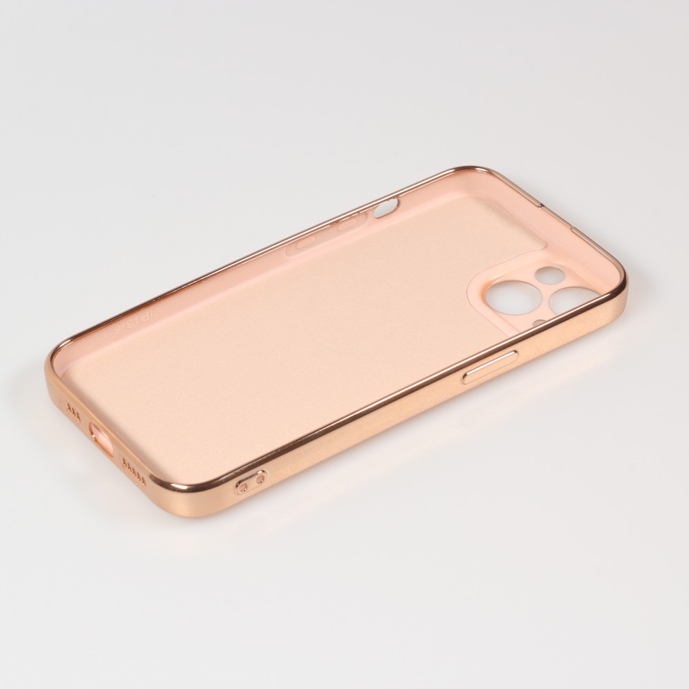Hülle iPhone 13 - Gummi Bronze mit Ring - Rosa