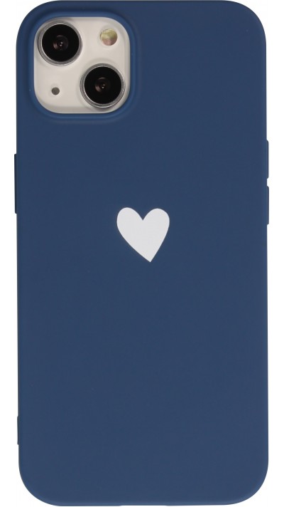 Hülle iPhone 15 Plus - Gummi Herz blau